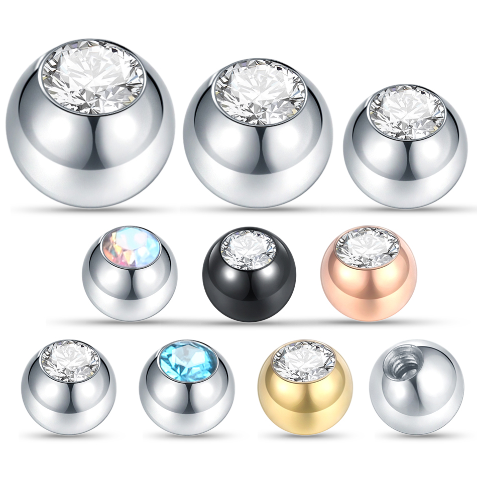 Body Jewelry Replacement Ball - 10 Chiếc Xuyên Thép Bóng CZ
