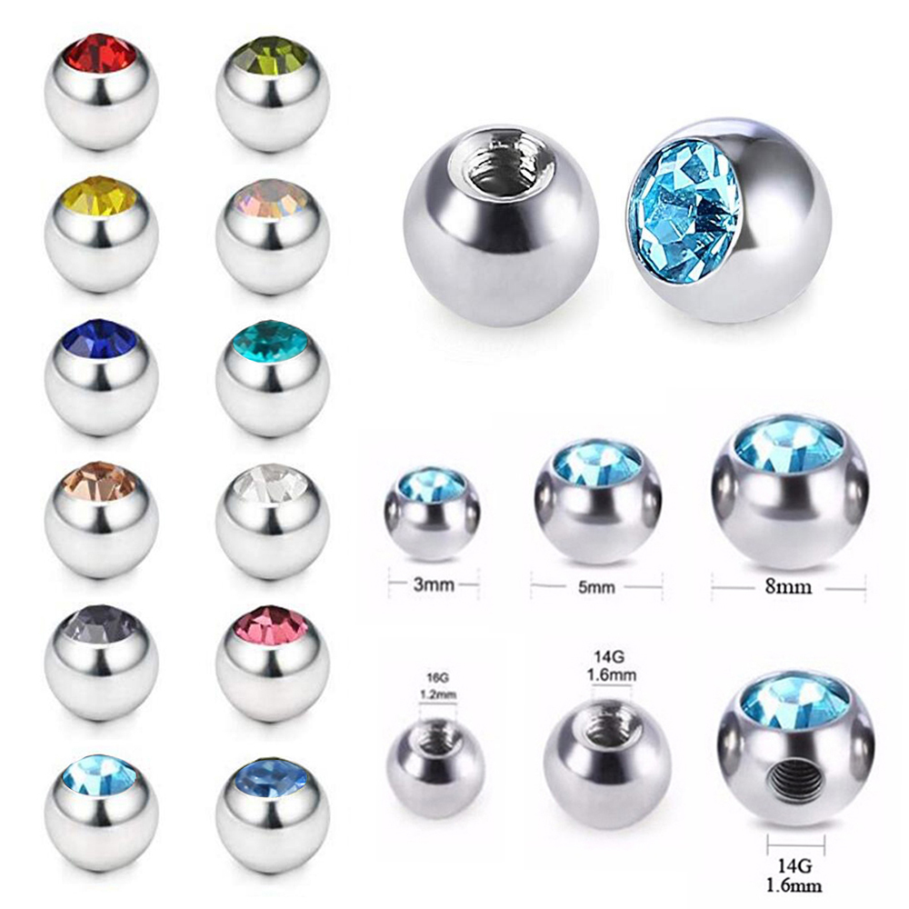 Bộ 60 Inox CZ Pha Lê Lỗ Vít Th - đánh giá và giá Body Jewelry Replacement Ball