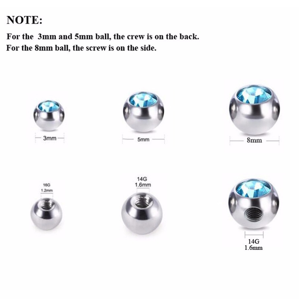 Bộ 60 Inox CZ Pha Lê Lỗ Vít Th - đánh giá và giá Body Jewelry Replacement Ball