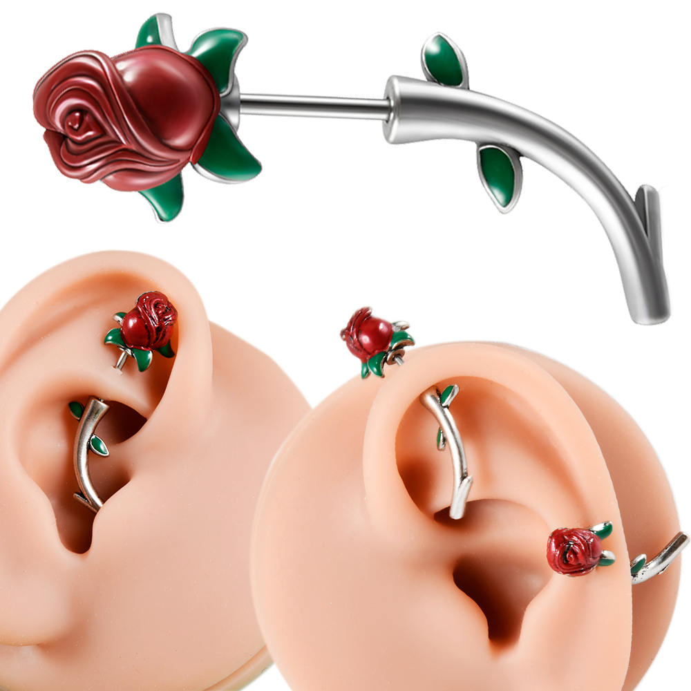 1PC Surgical Steel  Red Rose F - đánh giá và giá Body Jewelry Surgical Steel