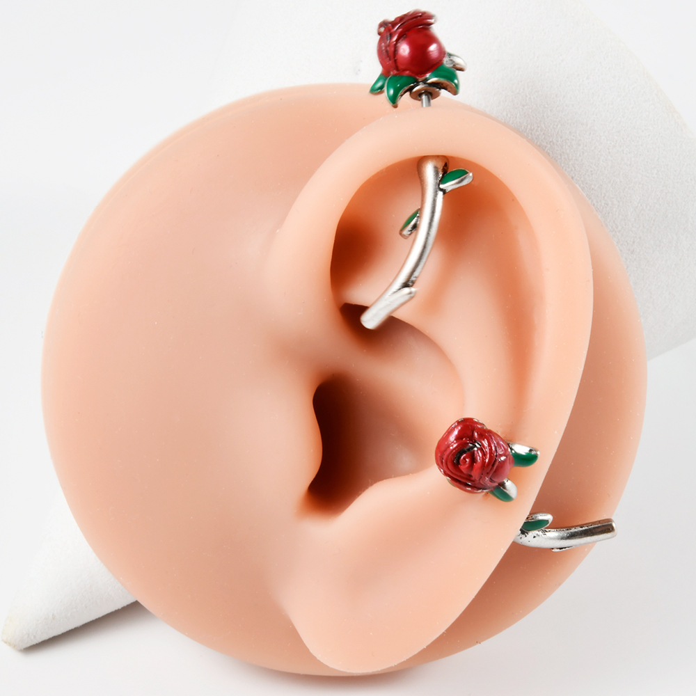 1PC Surgical Steel  Red Rose F - đánh giá và giá Body Jewelry Surgical Steel